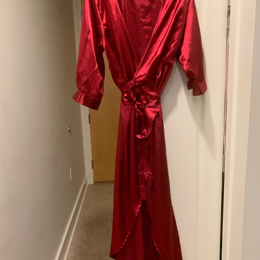 Sexy Maxi satin red wrap gown